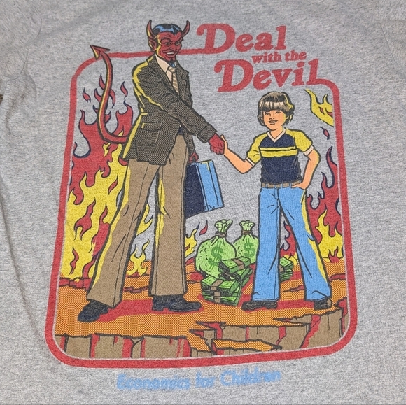 Steven Rhodes Deal With The Devil Ringer Tee Grey Small - Picture 3 of 4